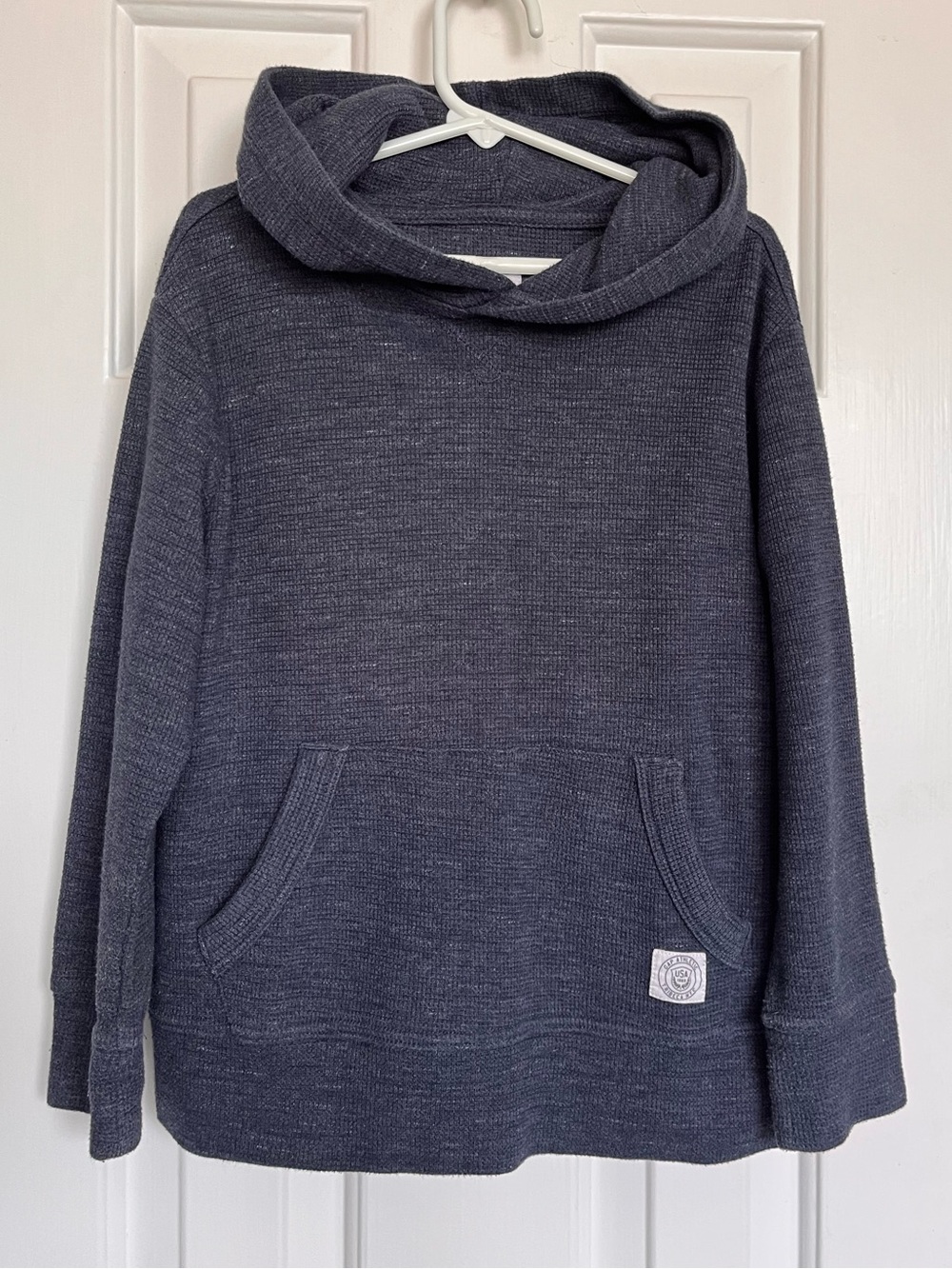 GAP Kids Heathered Navy Waffle Knit Hoodie